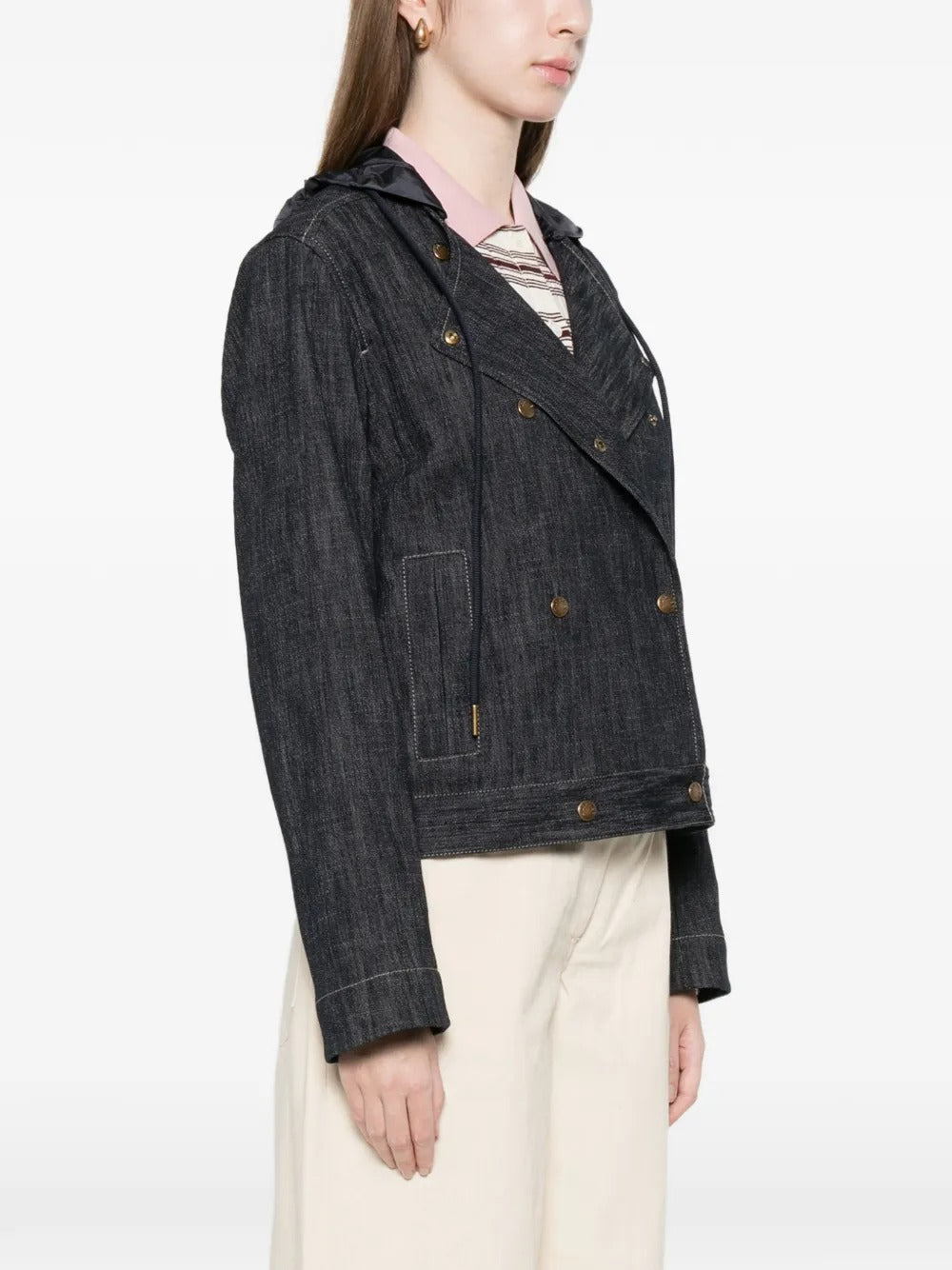 Double-breasted Hooded Jacket-MONCLER-Verso