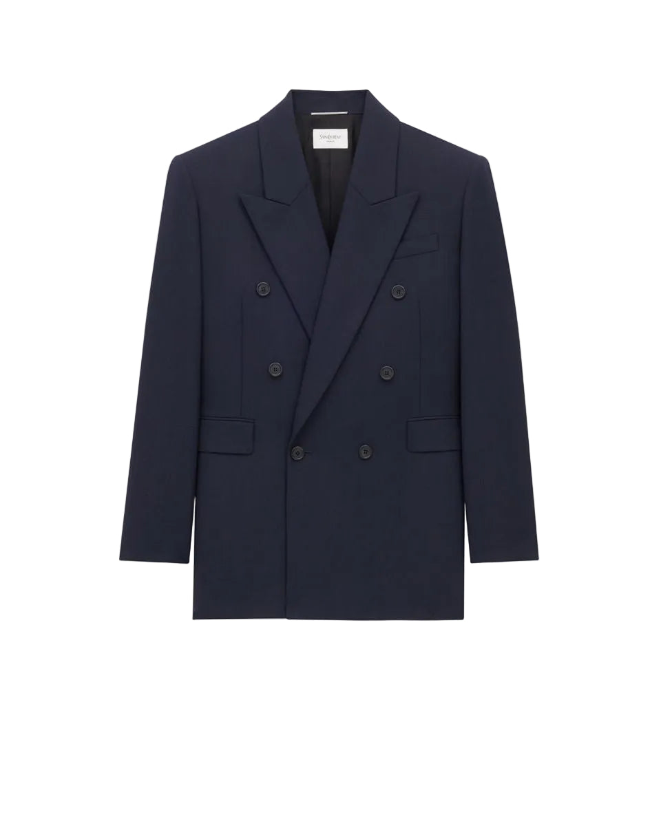 Double-breasted jacket in wool-SAINT LAURENT-302736-48-Verso