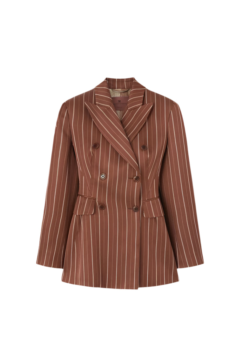 DOUBLE-BREASTED SCULPTURAL BLAZER WITH PINSTRIPE PATTERN -  ERMANNO SCERVINO -  Verso
