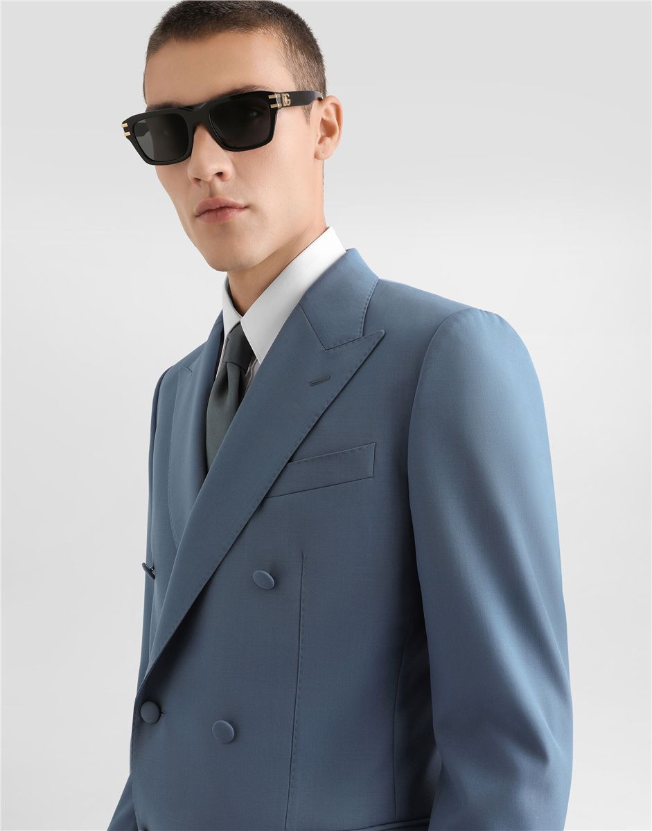 Double-breasted wool poplin jacket-DOLCE&GABBANA-Verso