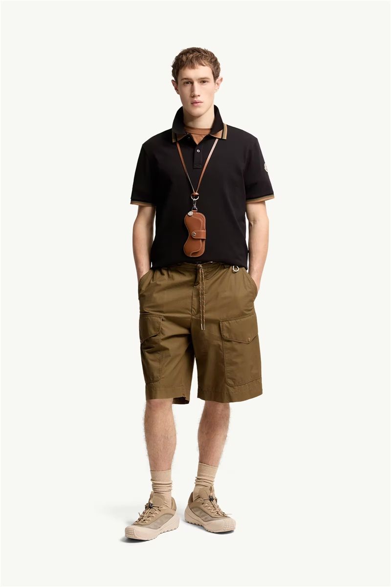 Double collar cotton piquet polo shirt-MONCLER-Verso