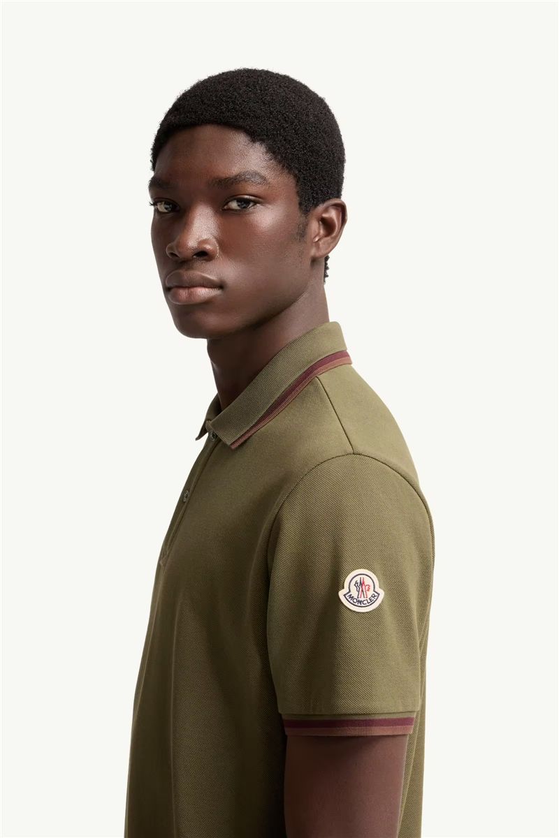Double collar cotton piquet polo shirt-MONCLER-Verso