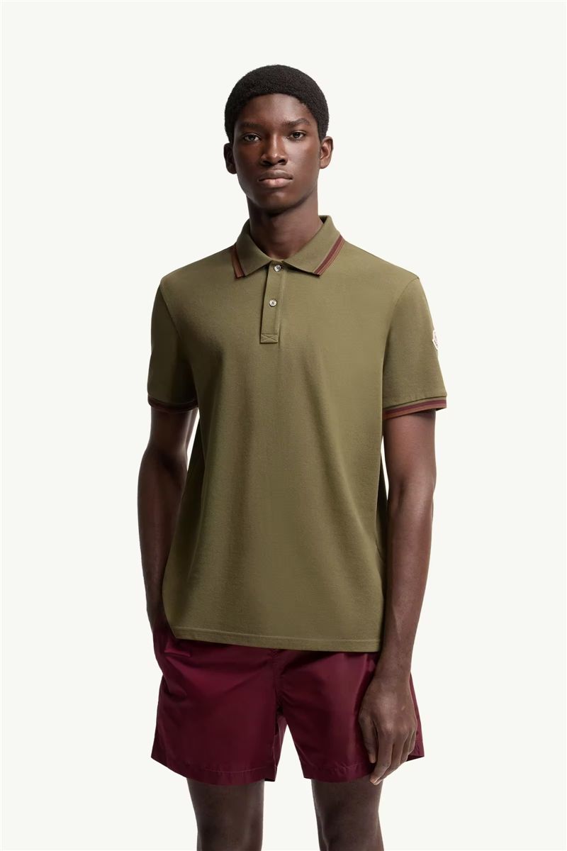 Double collar cotton piquet polo shirt-MONCLER-Verso