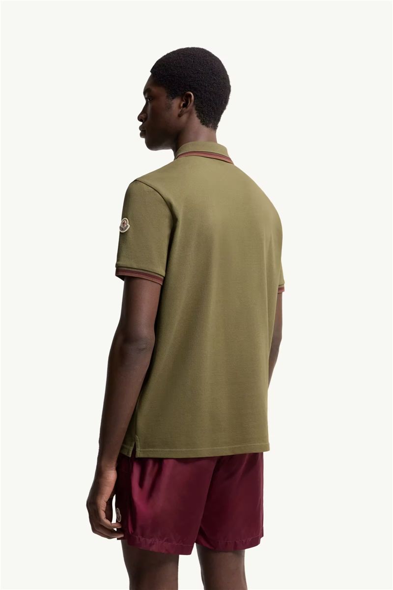 Double collar cotton piquet polo shirt-MONCLER-Verso