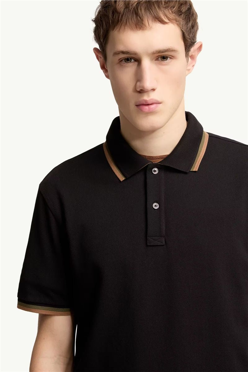 Double collar cotton piquet polo shirt-MONCLER-Verso
