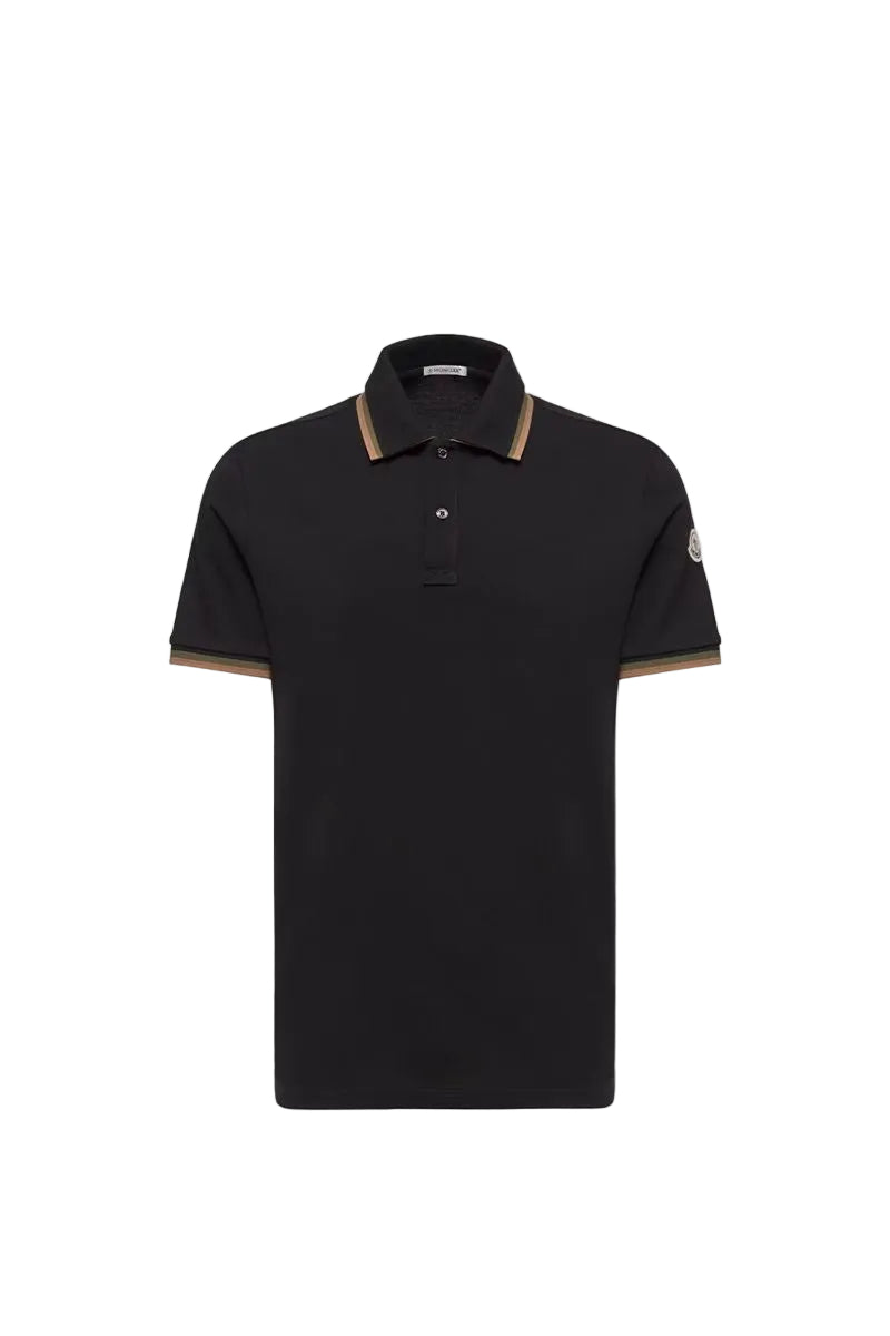Double collar cotton piquet polo shirt-MONCLER-Verso