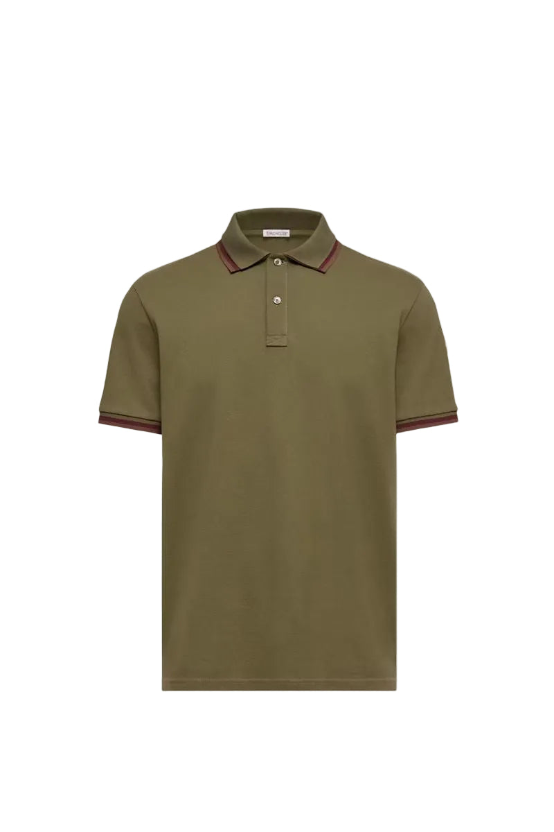 Double collar cotton piquet polo shirt-MONCLER-Verso