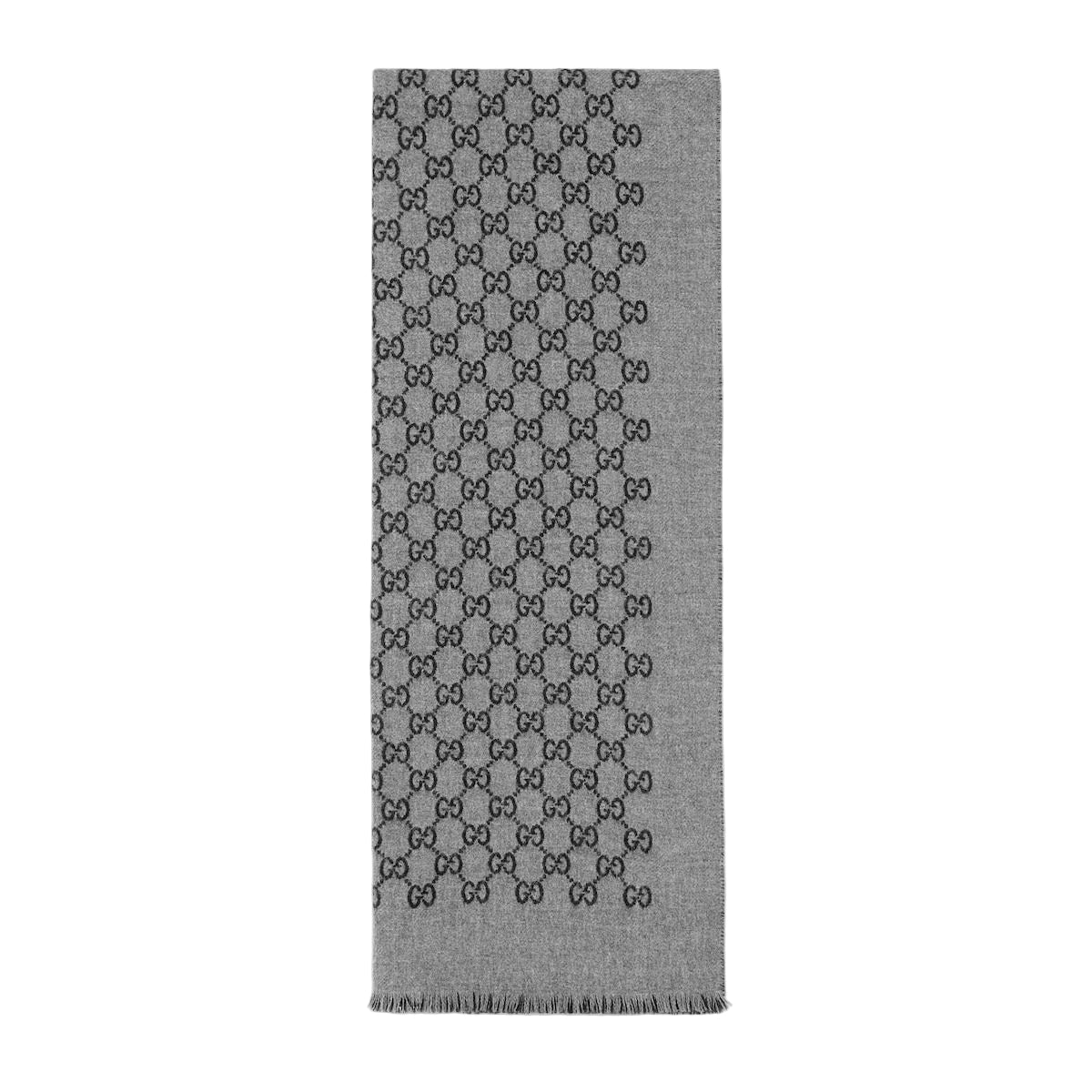 Double jacquard gg wool scarf-GUCCI-Verso