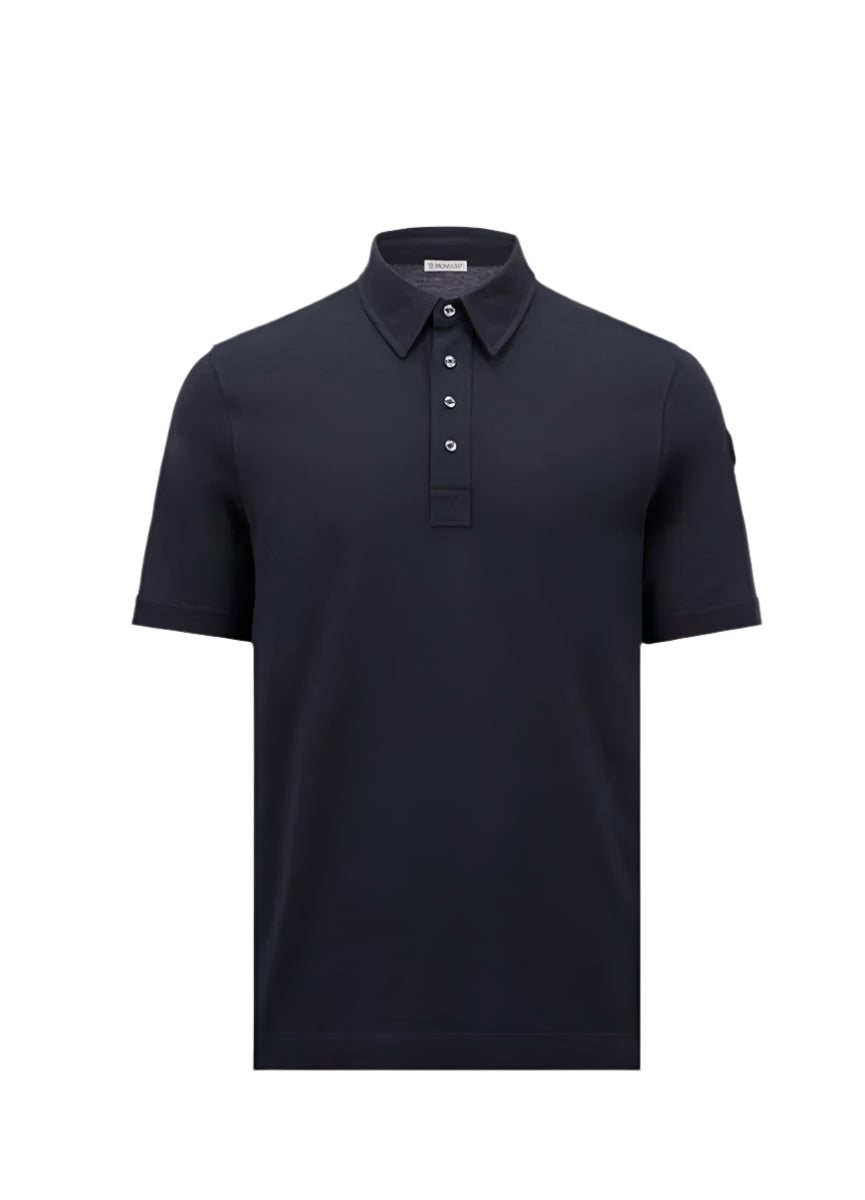 DOUBLE LEATHER LOGO COTTON POLO SHIRT - MONCLER - Verso