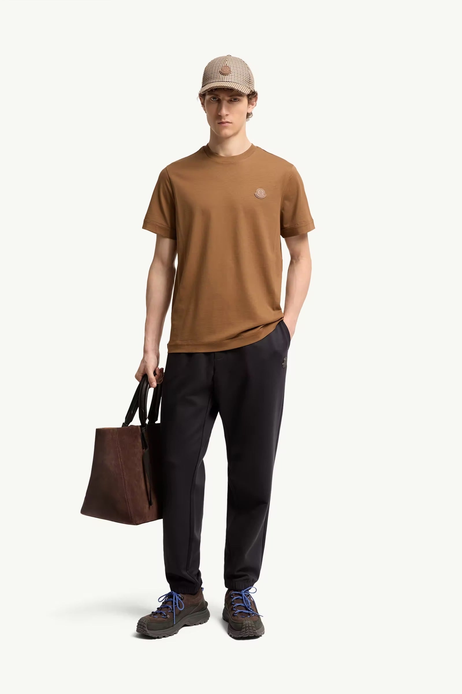 Double leather logo cotton t-shirt-MONCLER-Verso
