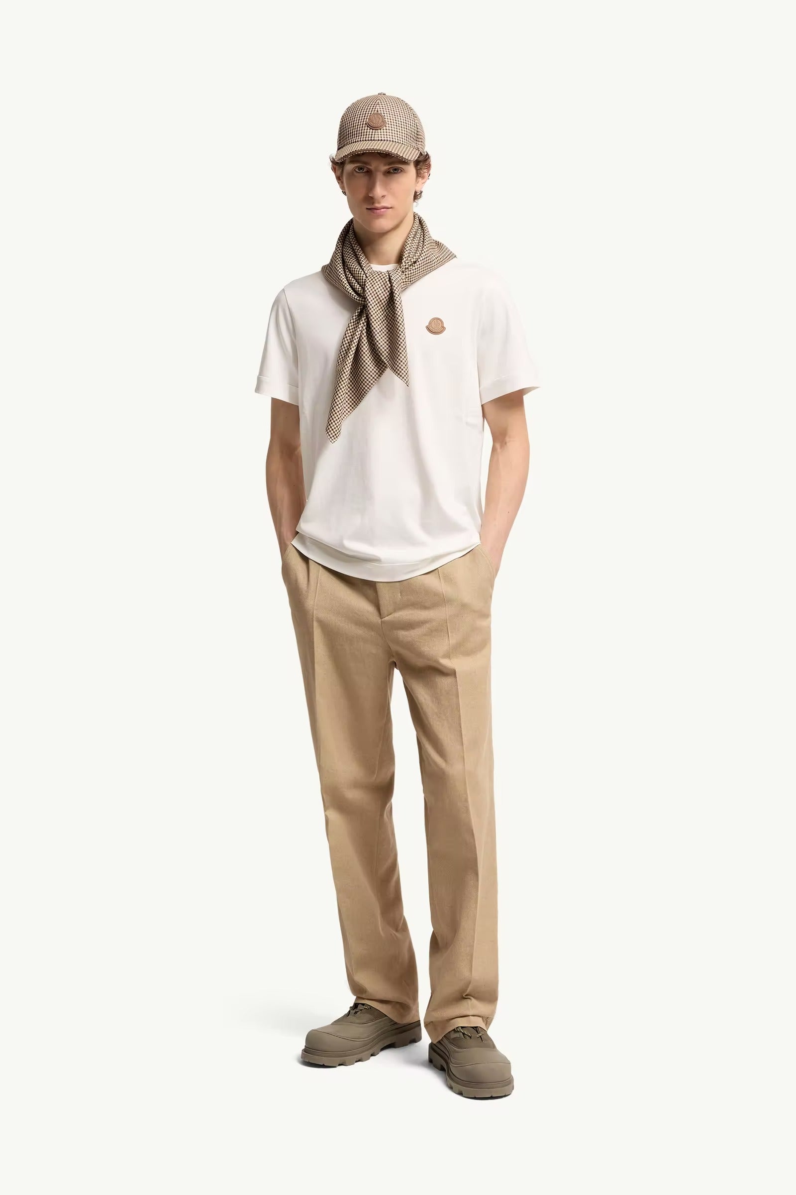 Double leather logo cotton t-shirt-MONCLER-Verso
