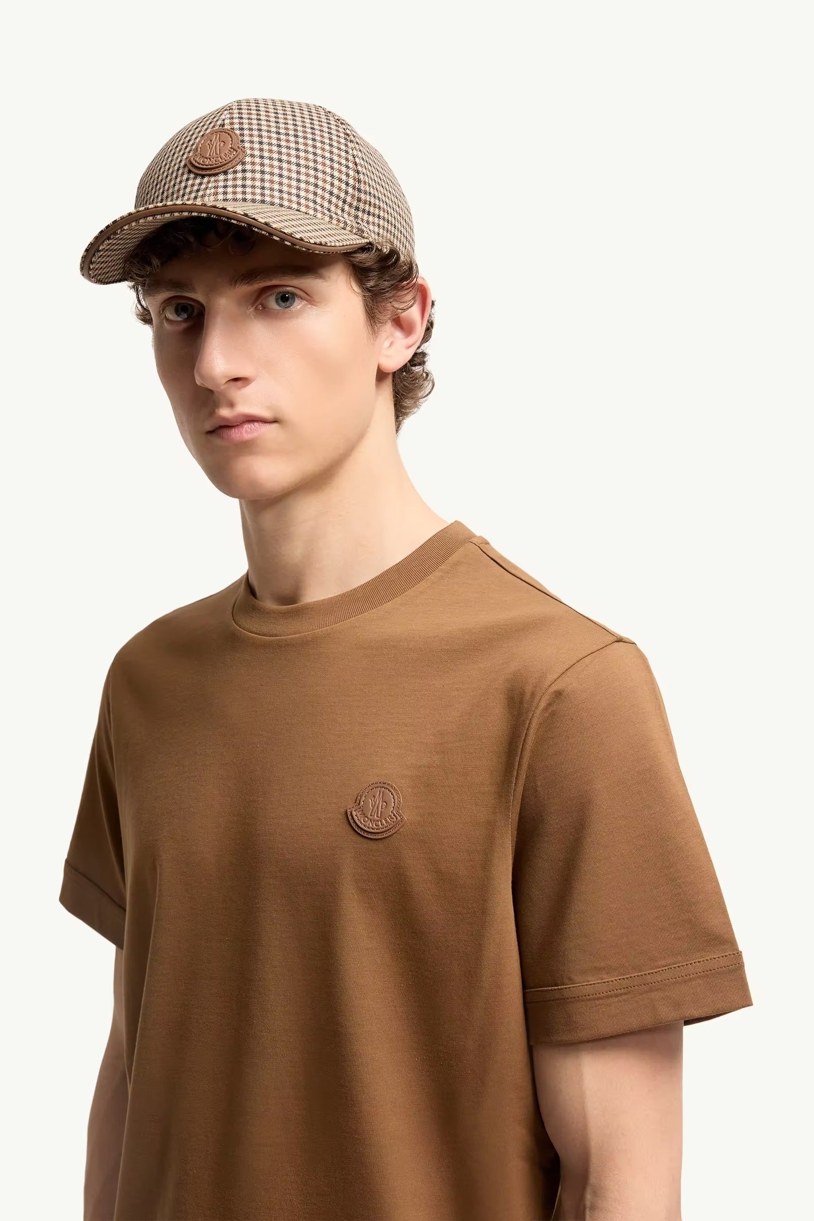 Double leather logo cotton t-shirt-MONCLER-Verso