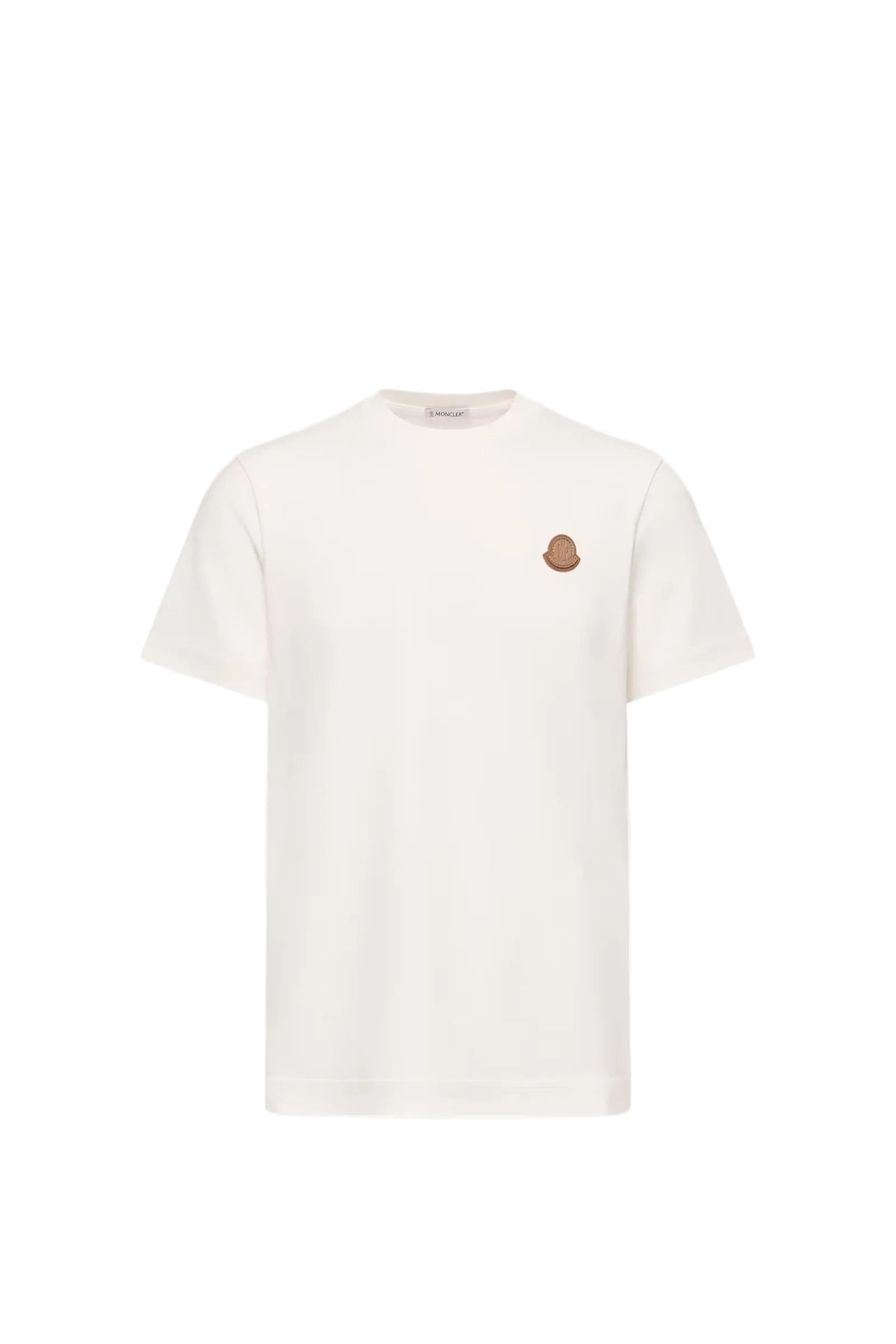 Double leather logo cotton t-shirt-MONCLER-312972-S-Verso