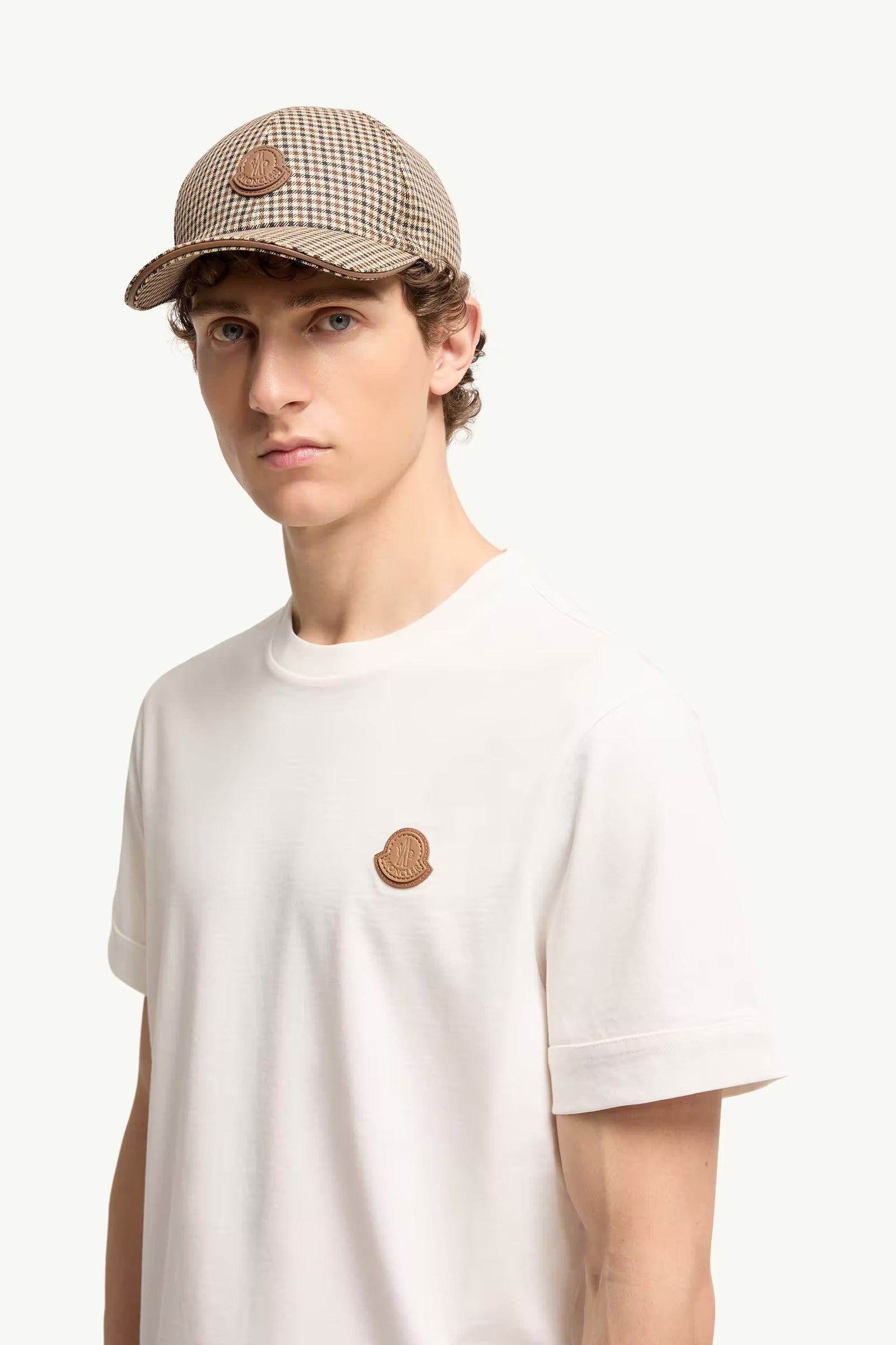 Double leather logo cotton t-shirt-MONCLER-Verso