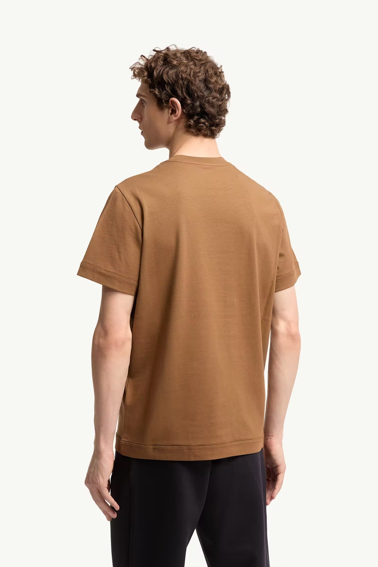 Double leather logo cotton t-shirt-MONCLER-Verso