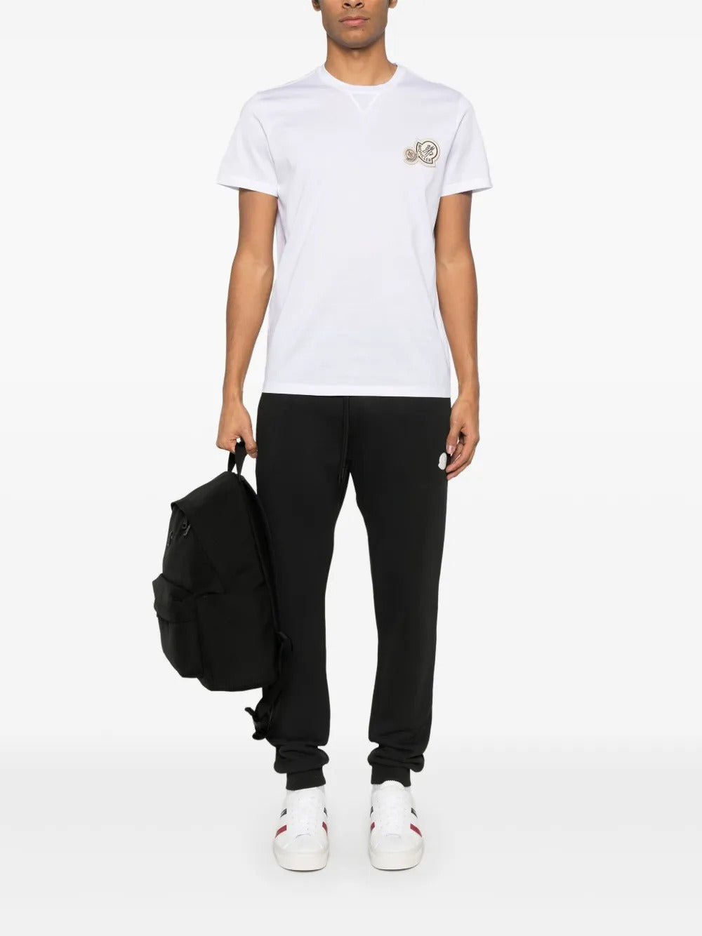 Double logo patch cotton t-shirt-MONCLER-Verso