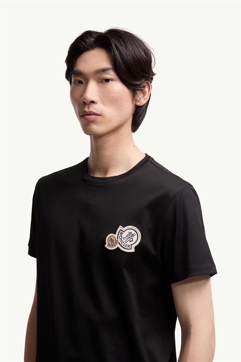 Double logo patch cotton t-shirt-MONCLER-Verso