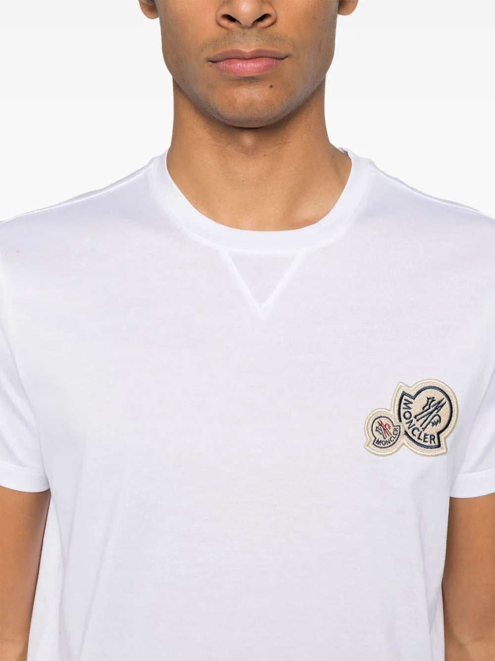 Double logo patch cotton t-shirt-MONCLER-Verso