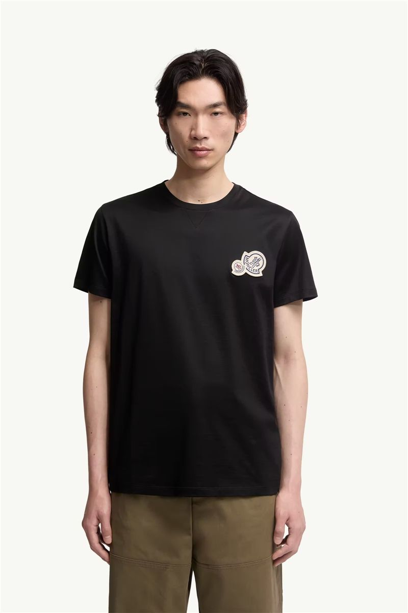 Double logo patch cotton t-shirt-MONCLER-Verso