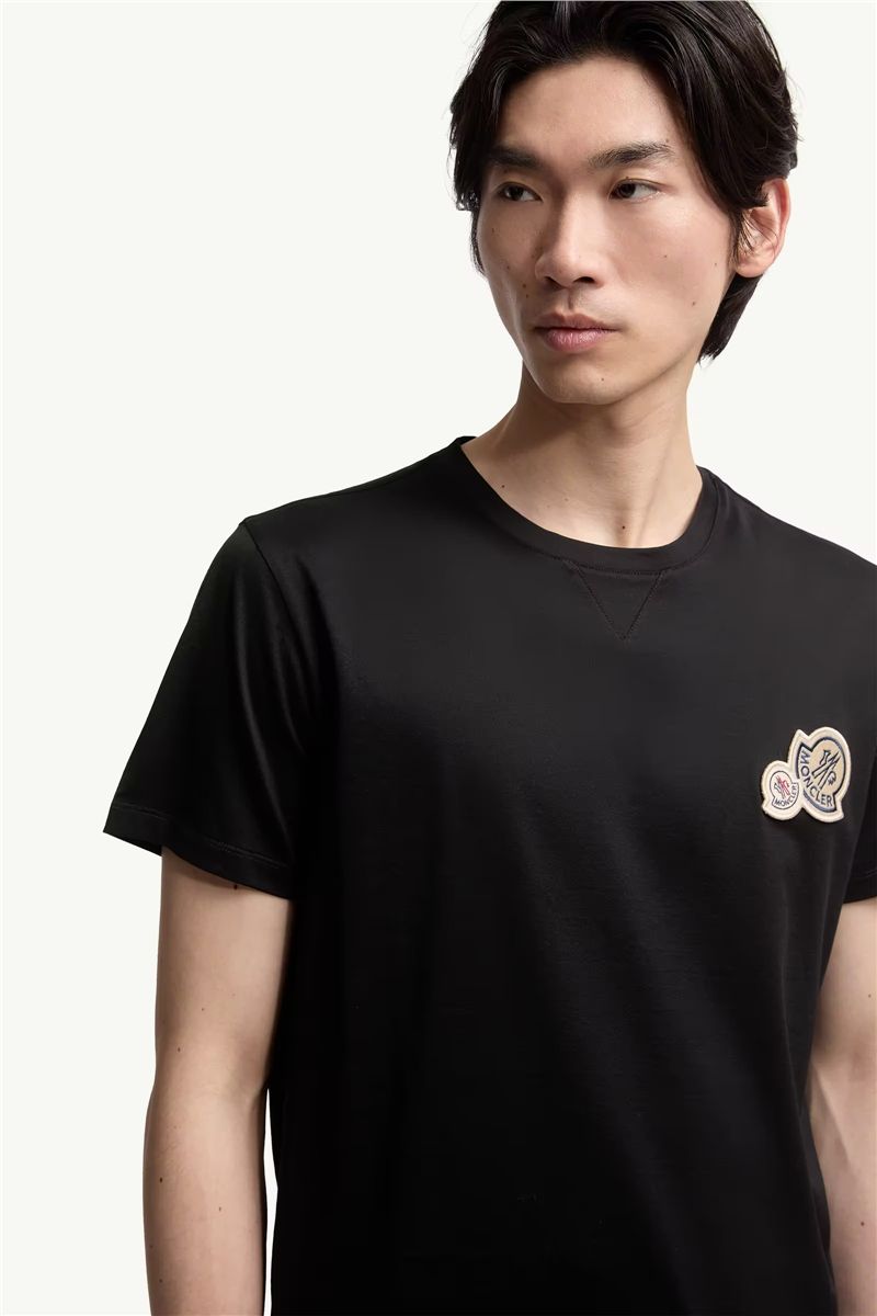 Double logo patch cotton t-shirt-MONCLER-Verso