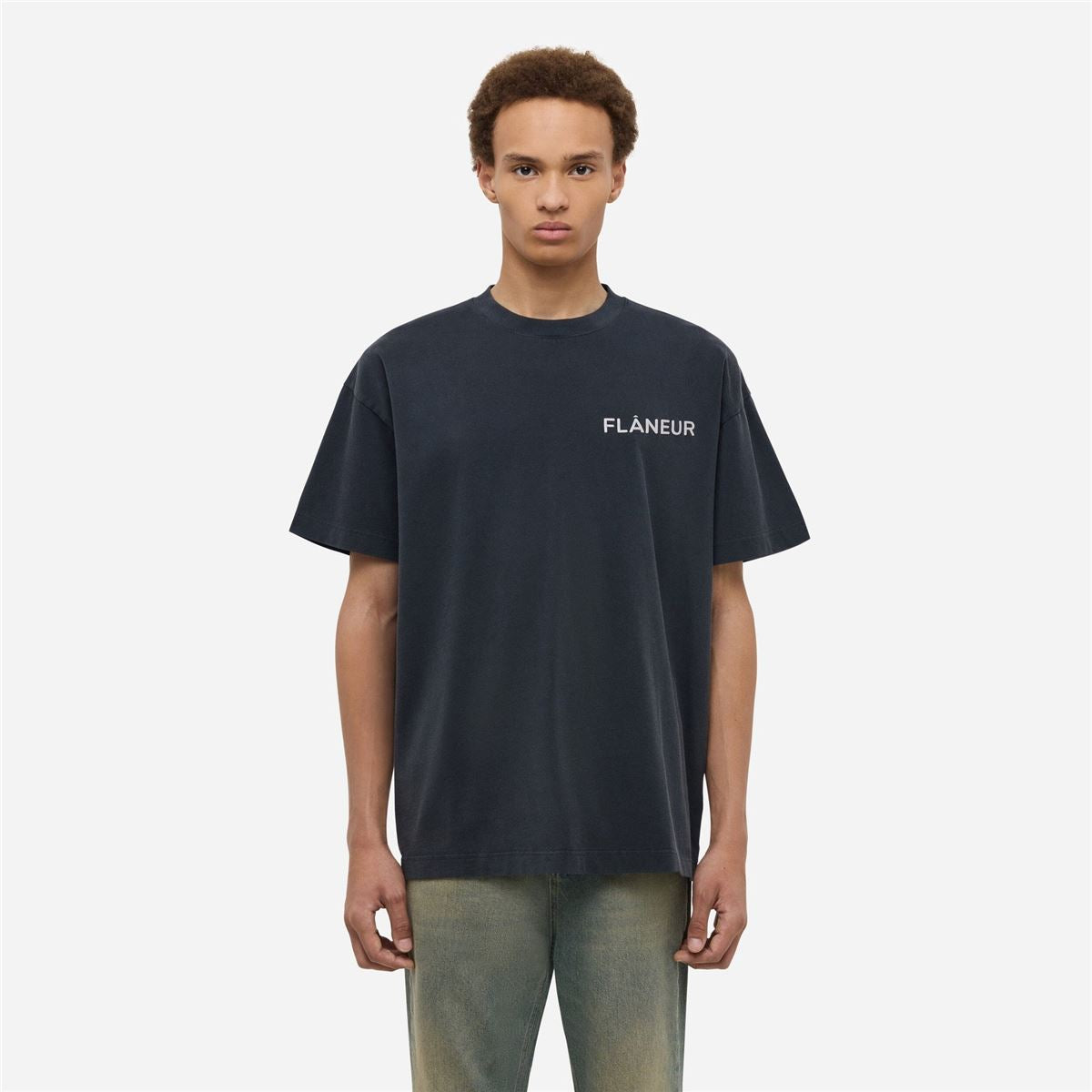 double logo washed t-shirt-FLANEUR-Verso