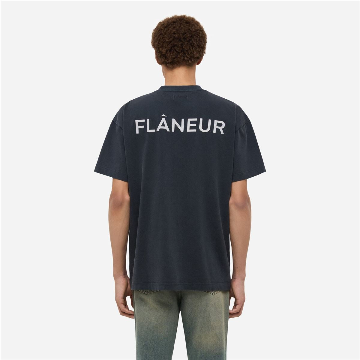 double logo washed t-shirt-FLANEUR-Verso
