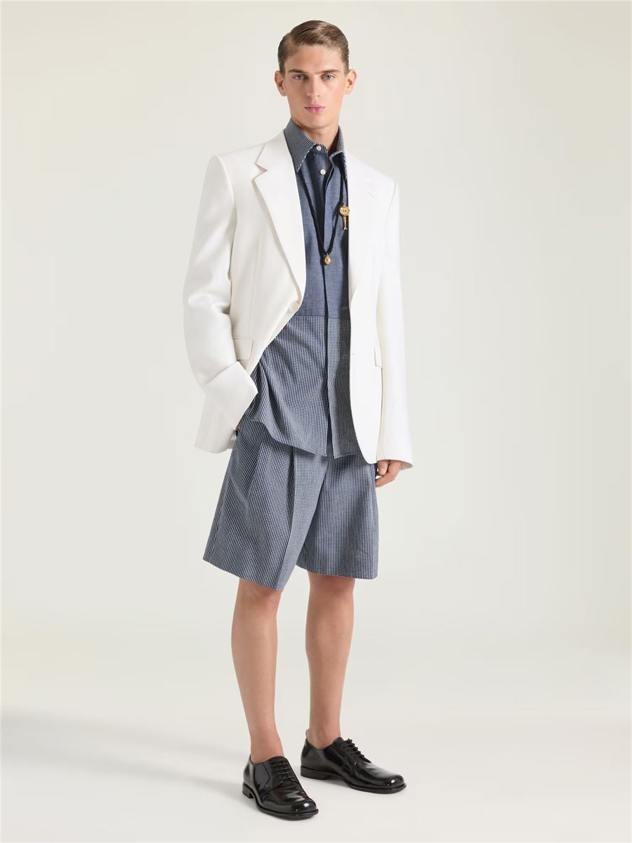 Double pleat checked bermuda shorts in cotton-GIVENCHY-Verso