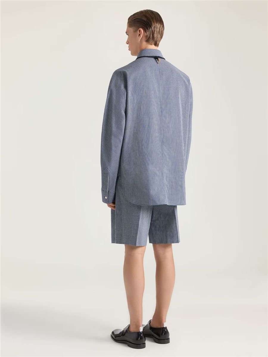 Double pleat checked bermuda shorts in cotton-GIVENCHY-Verso