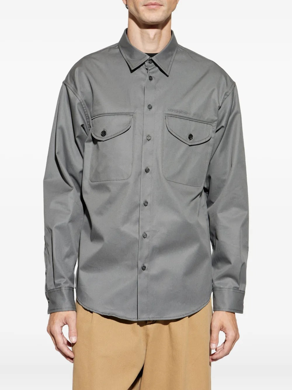 Double-pocket Cotton Shirt-DSQUARED2-Verso