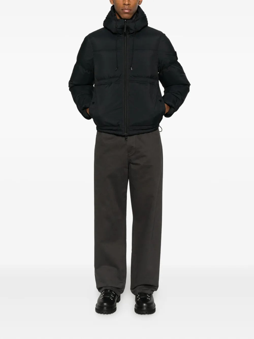 Down Parka with Water Resistance and Snap Pockets-STONE ISLAND-Verso