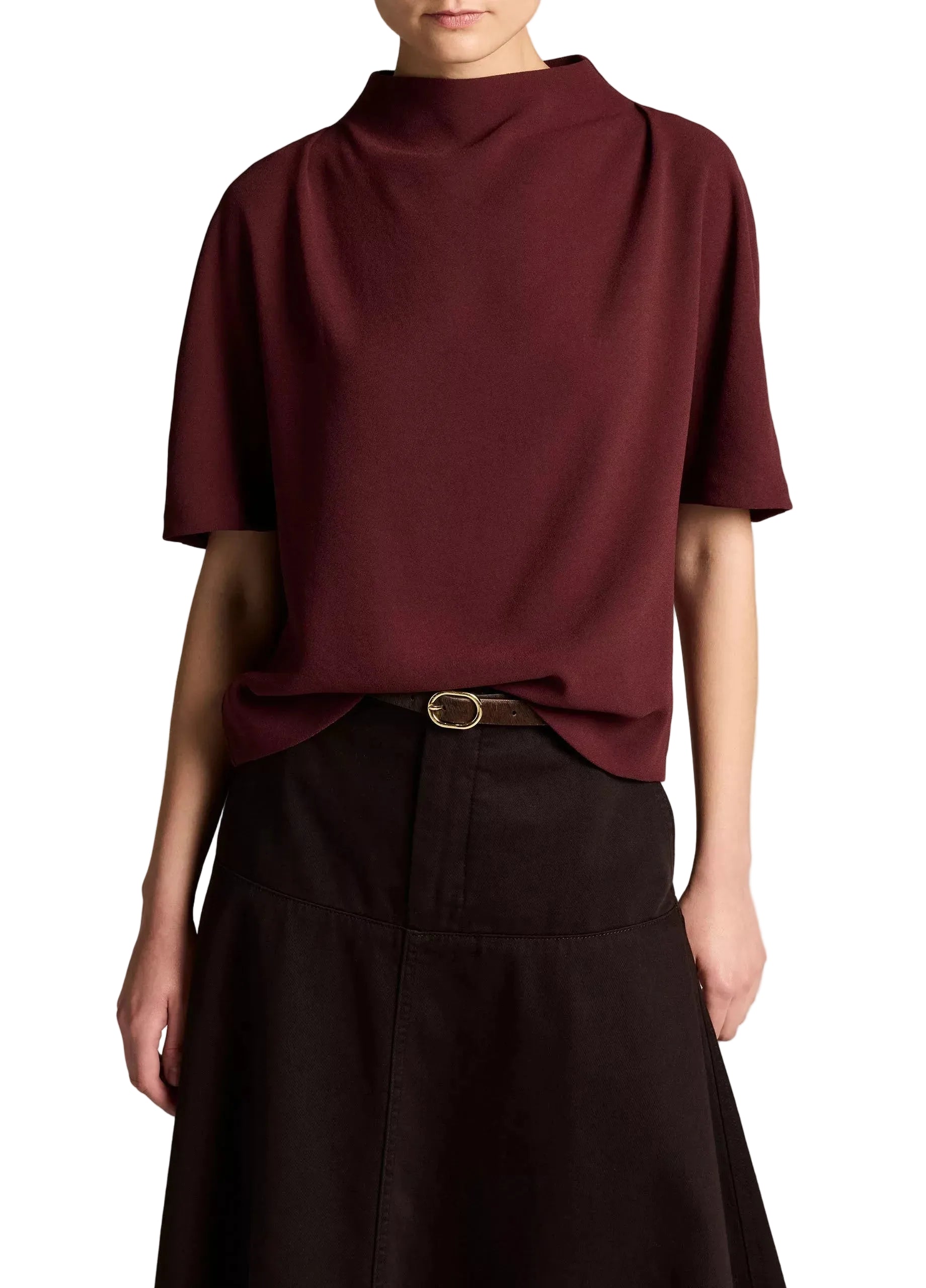 Draped crepe funnel-neck top-VINCE-316035-S-Verso