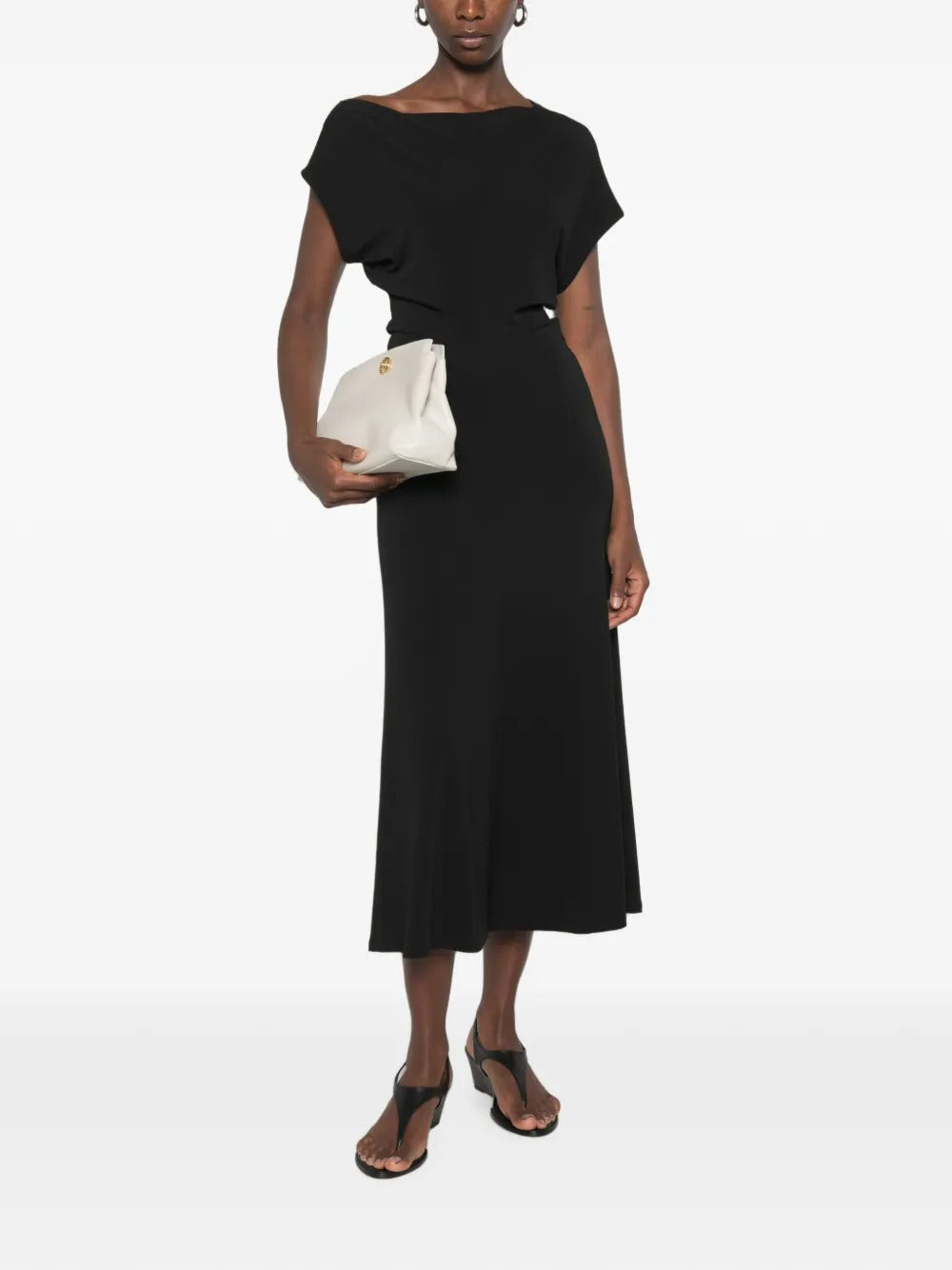 Draped-design midi dress-VINCE-Verso