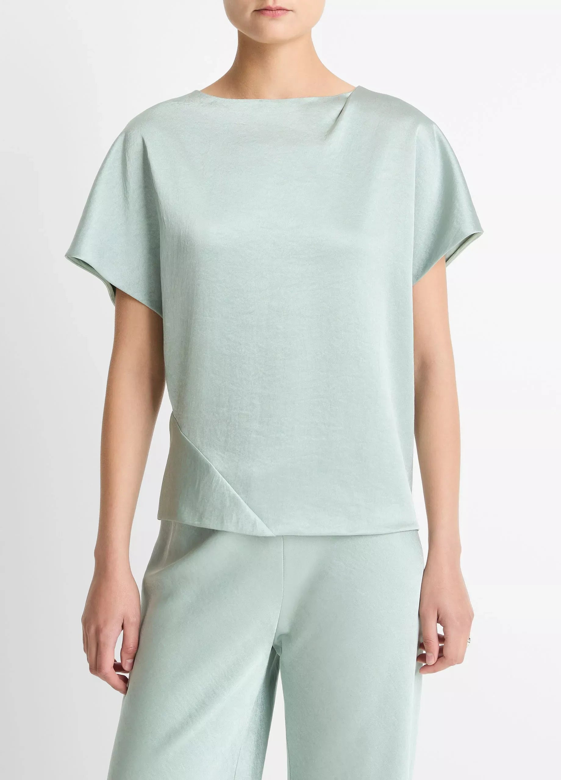 Draped satin dolman-sleeve blouse-VINCE-Verso