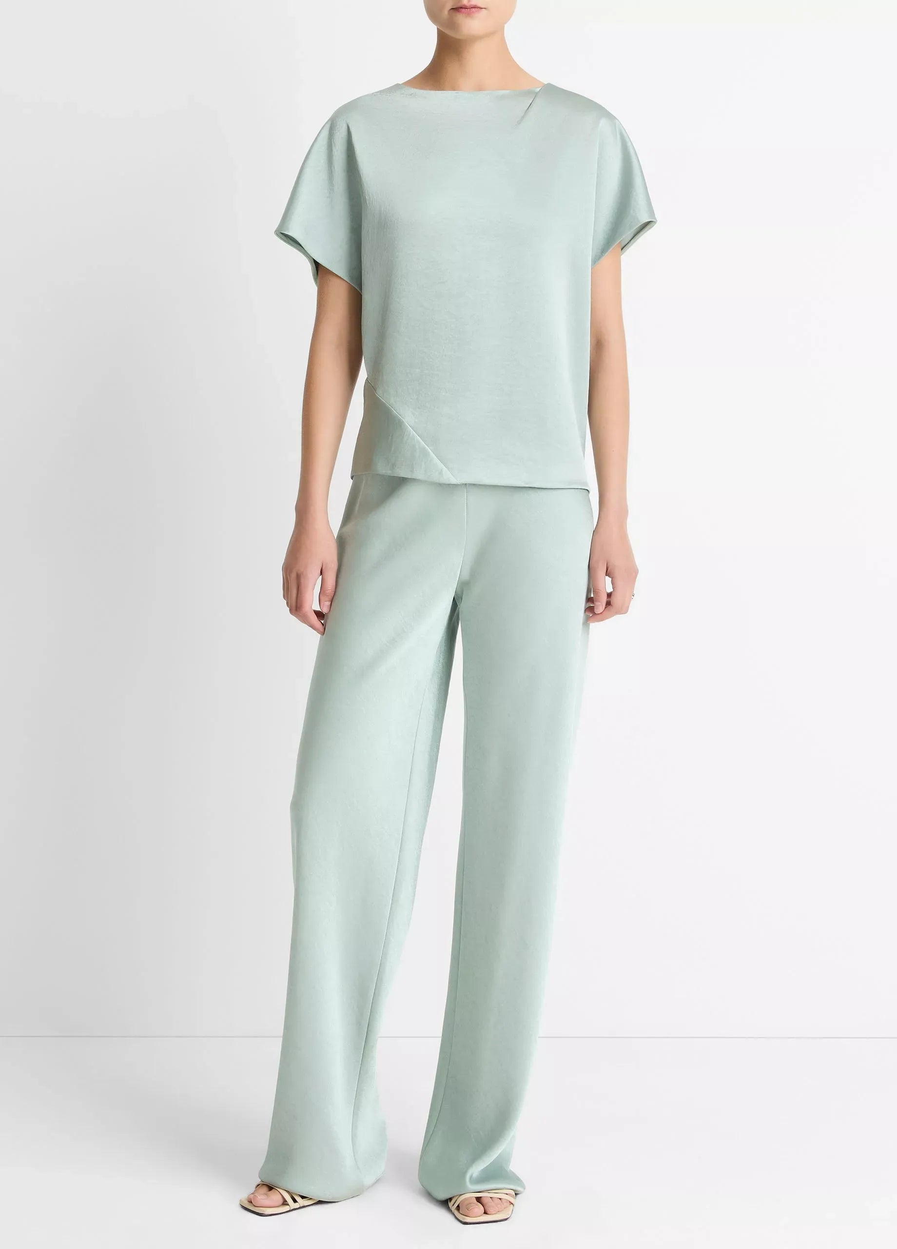 Draped satin dolman-sleeve blouse-VINCE-Verso