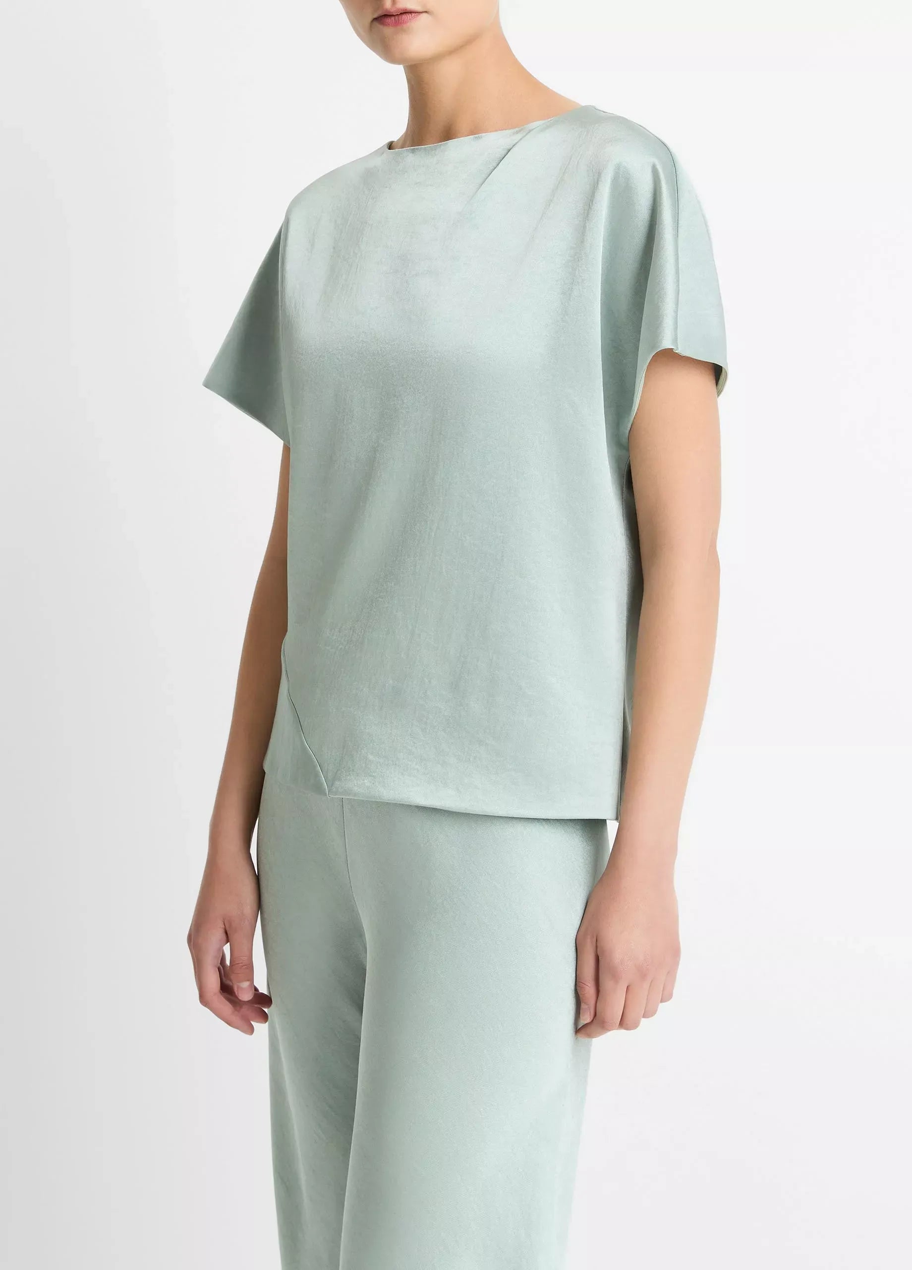 Draped satin dolman-sleeve blouse-VINCE-Verso