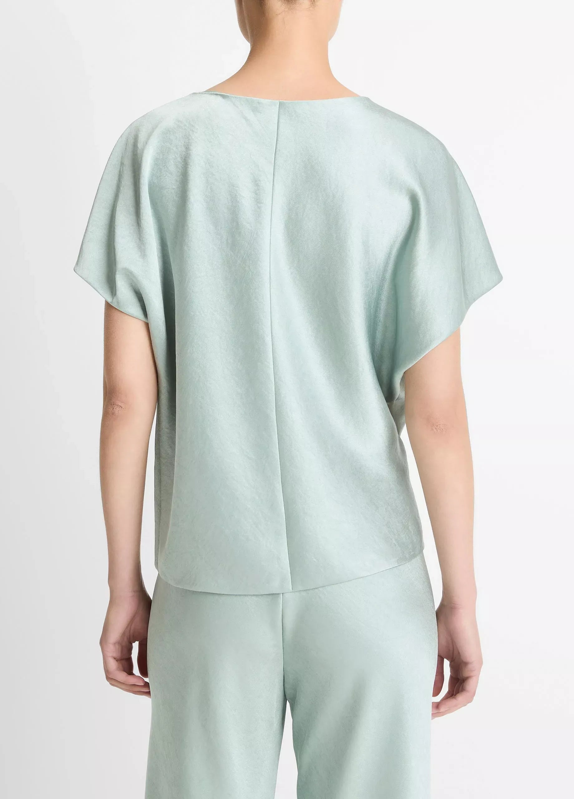 Draped satin dolman-sleeve blouse-VINCE-Verso