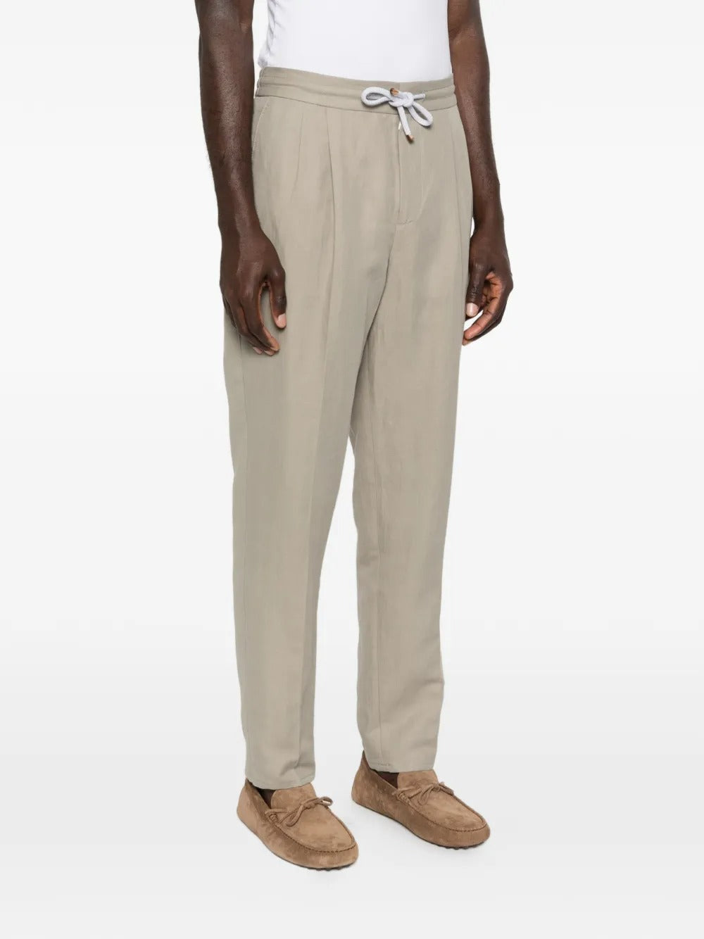 Drawstring Pleated Trousers-BRUNELLO CUCINELLI-Verso