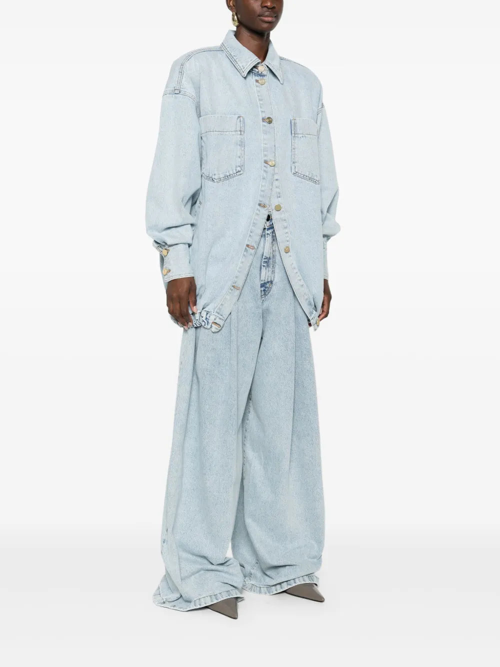 Drop-shoulder denim jacket-THE MANNEI-Verso