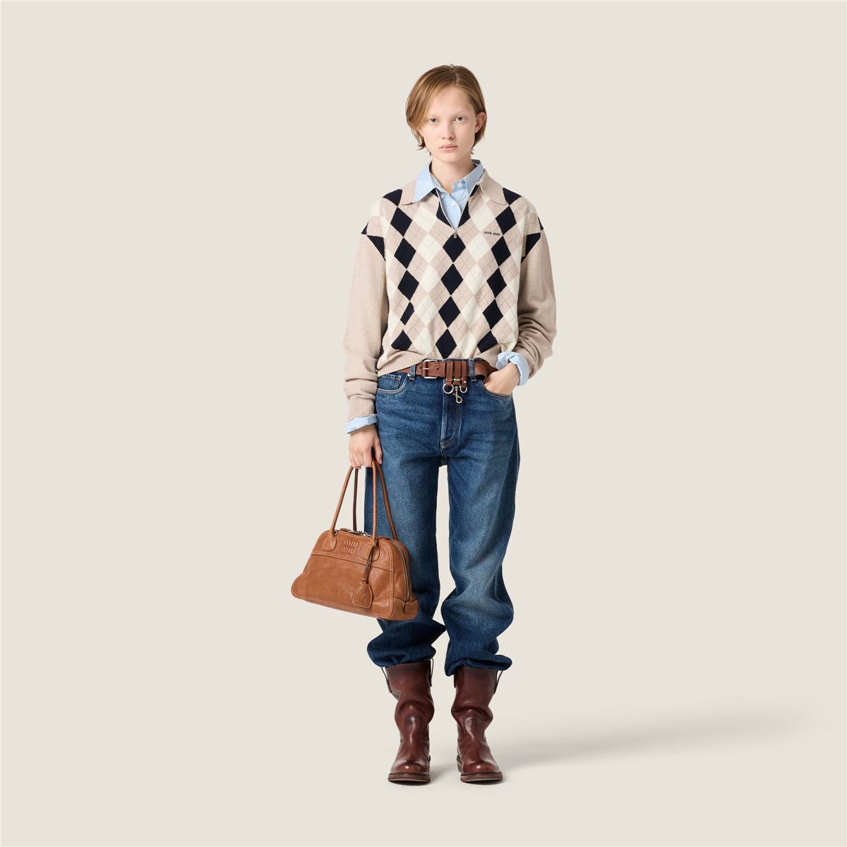 Cashmere polo sweater-MIU MIU-Verso