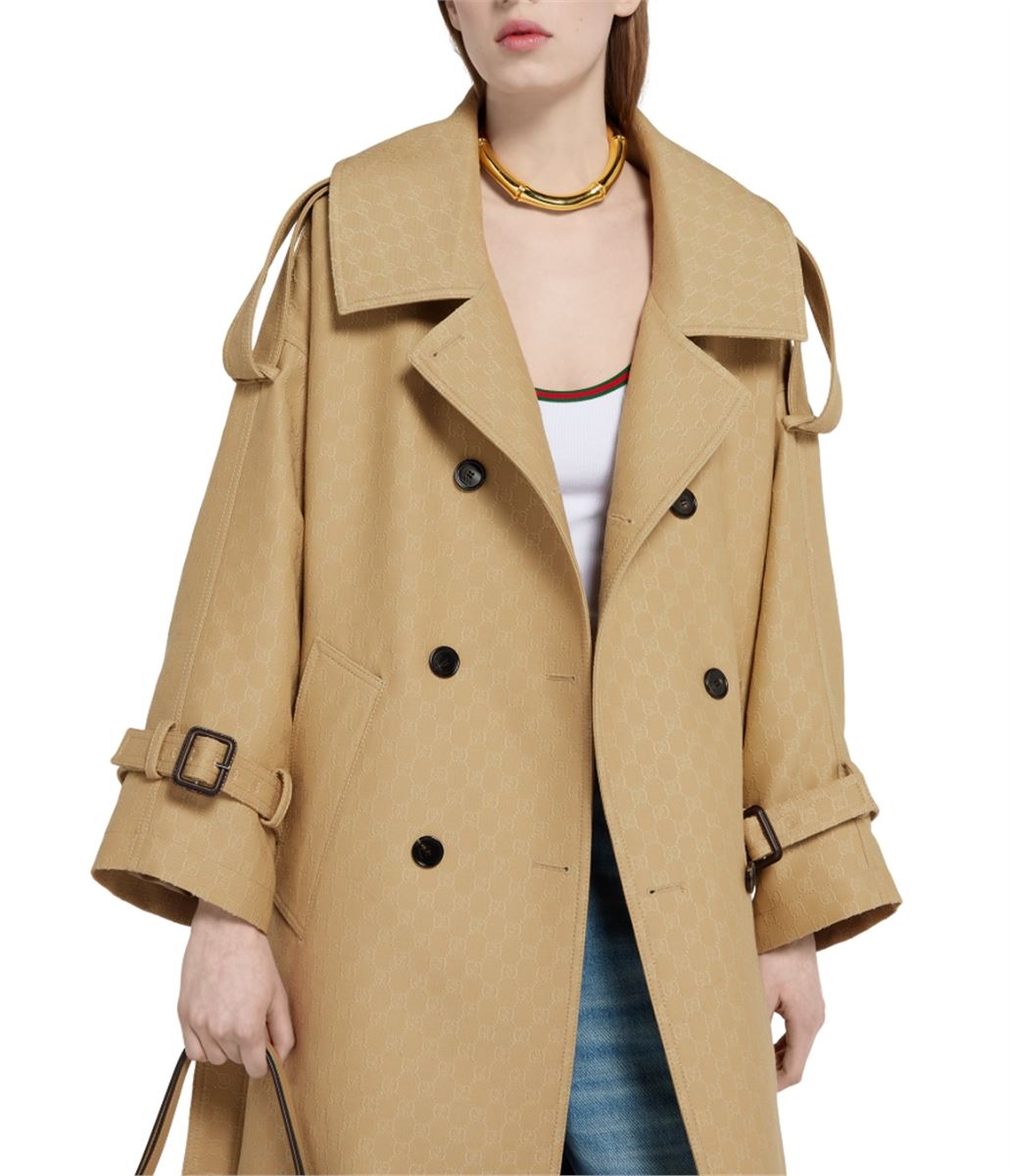 GG CRÊPE SILK WOOL DOUBLE-BREASTED COAT - GUCCI - Verso