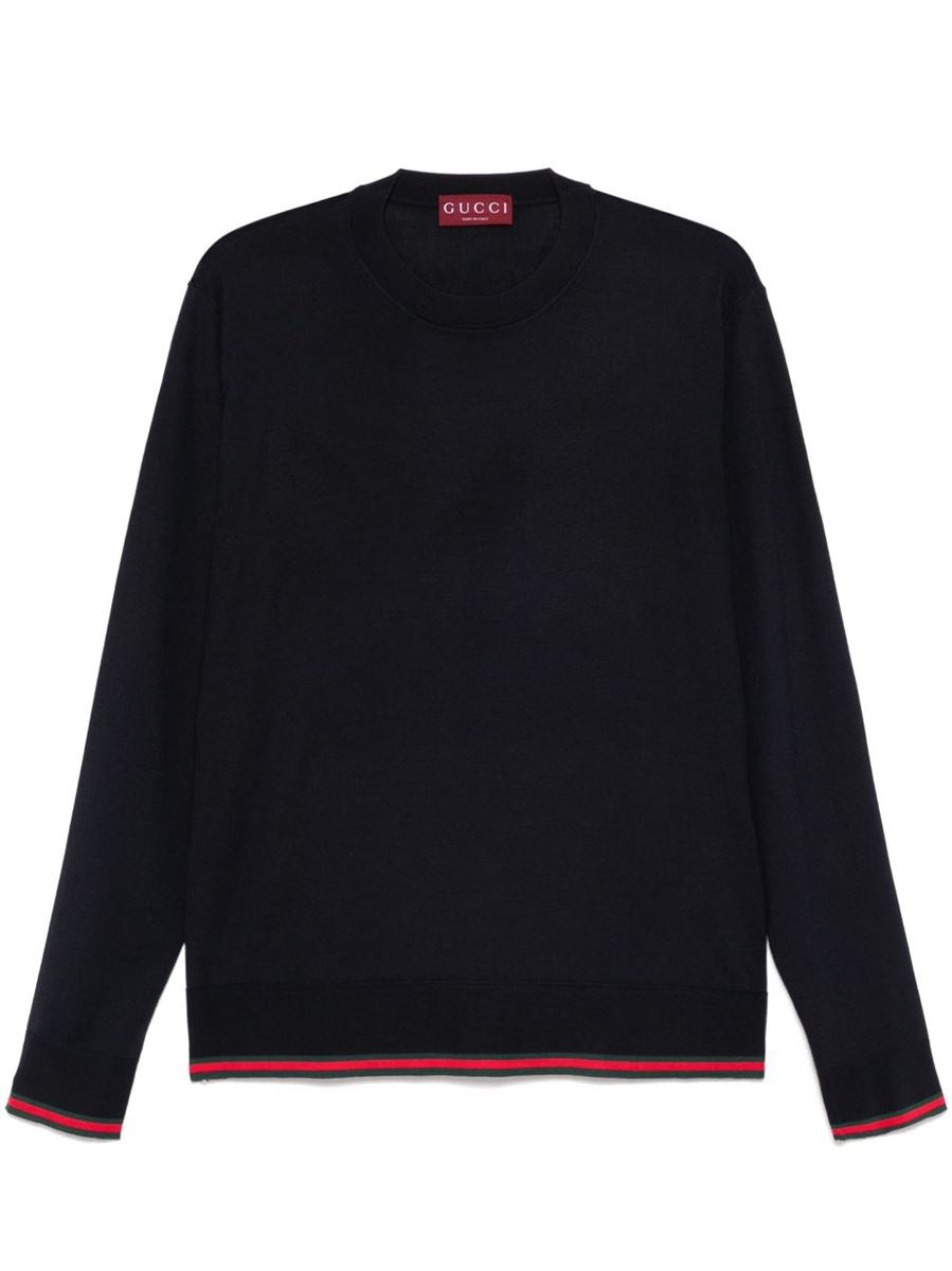 WEB-TRIM WOOL SWEATER -  GUCCI -  Verso