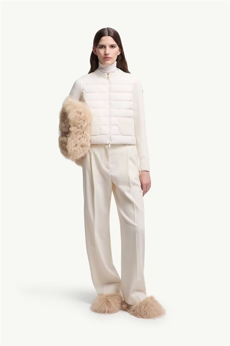Wool padded zip-up cardigan