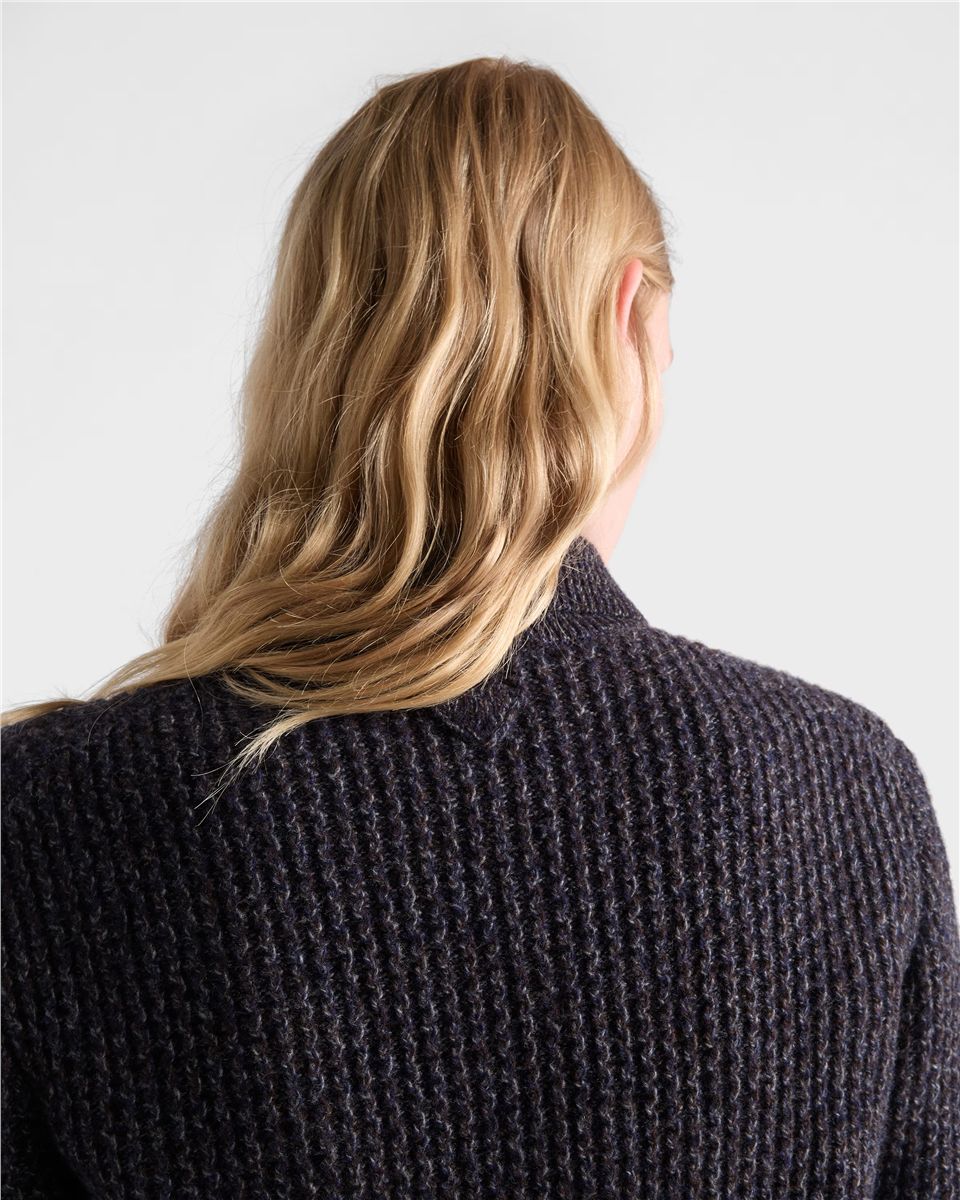 Short-sleeved wool and mouliné cashmere polo sweater-PRADA-Verso