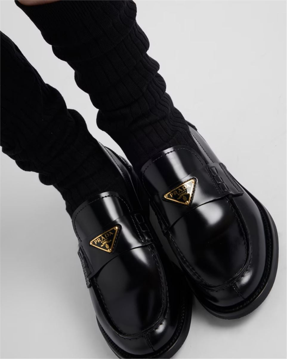 BRUSHED LEATHER LOAFERS - PRADA - Verso
