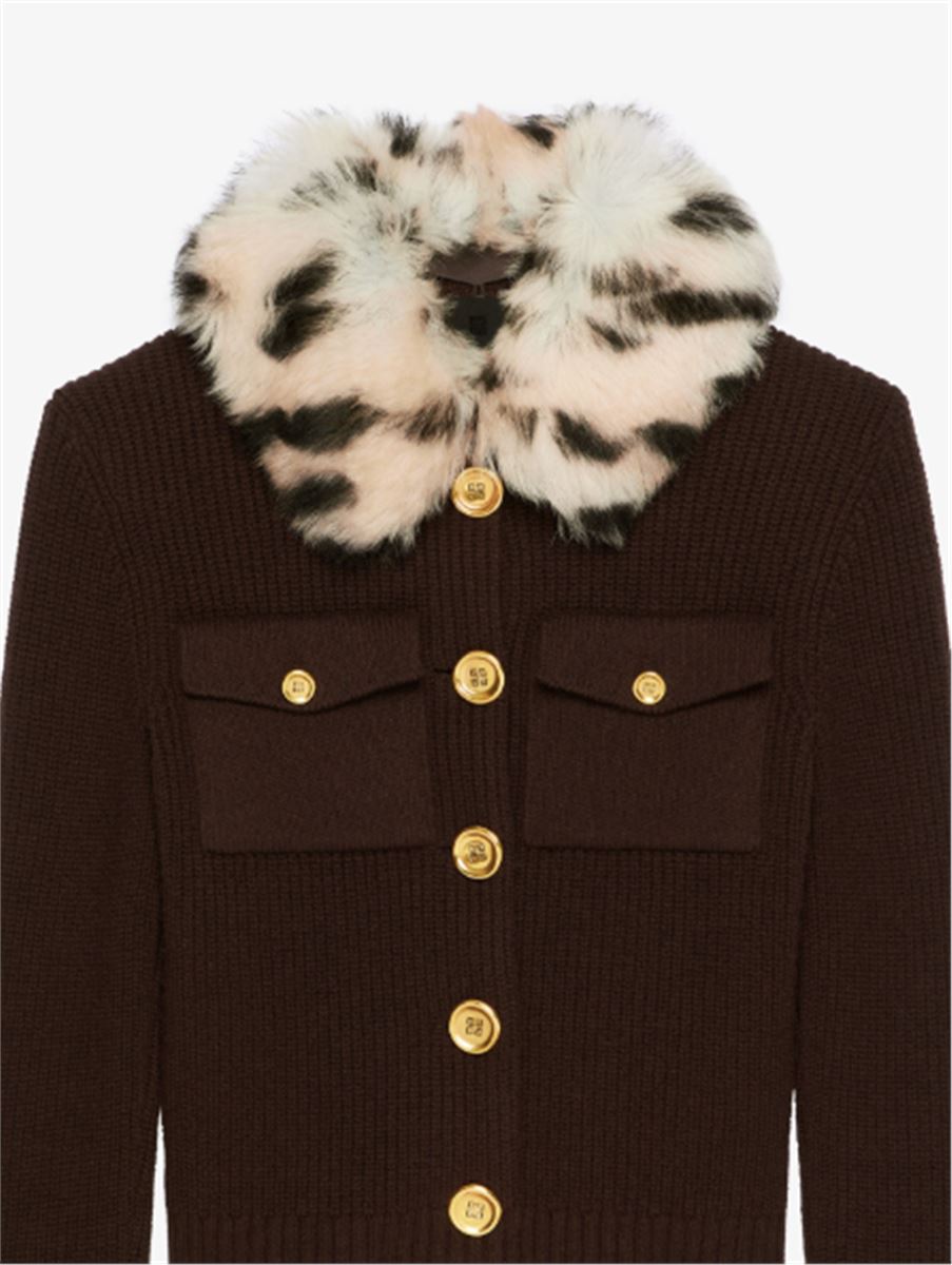CARDIGAN IN WOOL AND CASHMERE WITH FUR COLLAR -  GIVENCHY -  Verso