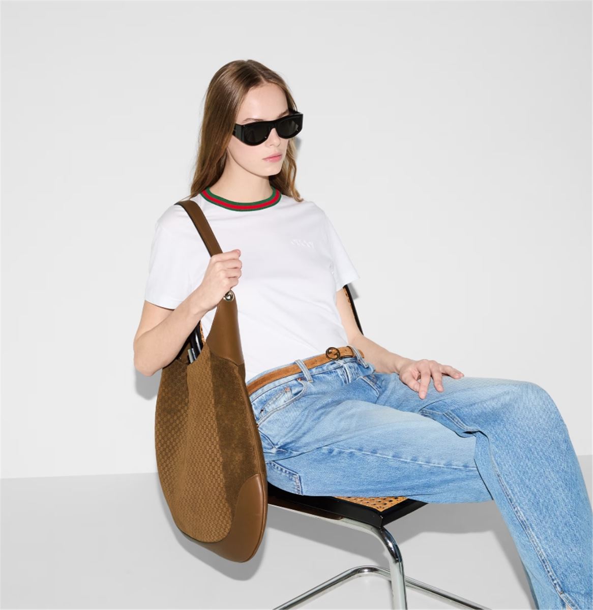 JERSEY T-SHIRT WITH WEB - GUCCI - Verso
