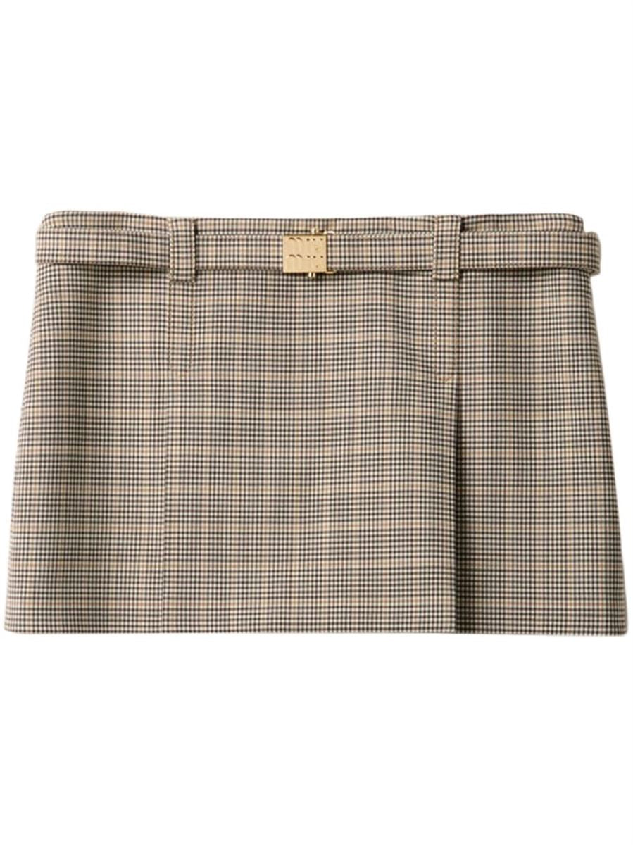 CHECKED MINI SKIRT - MIU MIU - Verso