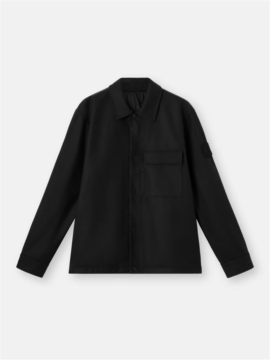 Comfort-fit overshirt with chest pocket and nylon lining