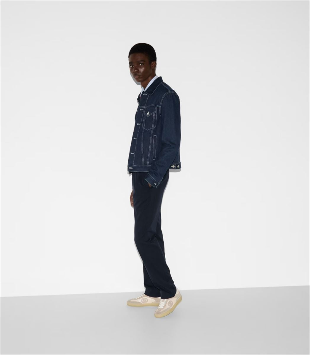 COTTON GABARDINE TROUSER WITH WEB - GUCCI - Verso