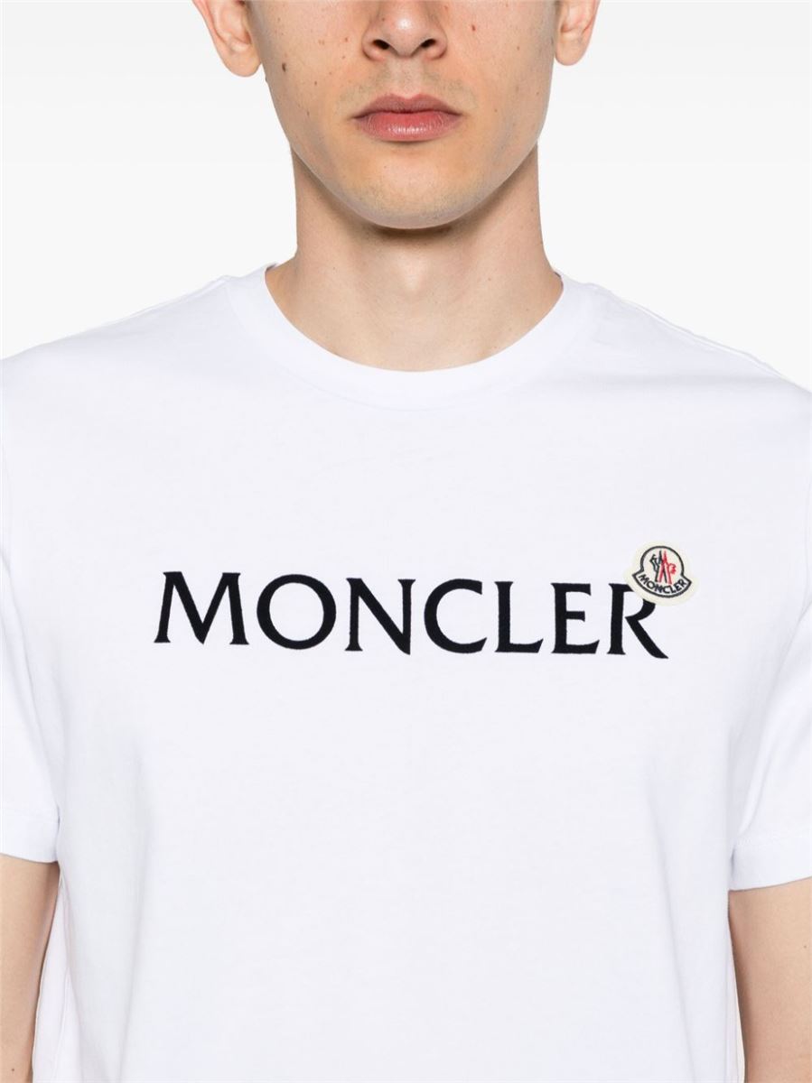 FLOCKED-LOGO COTTON T-SHIRT MONCLER